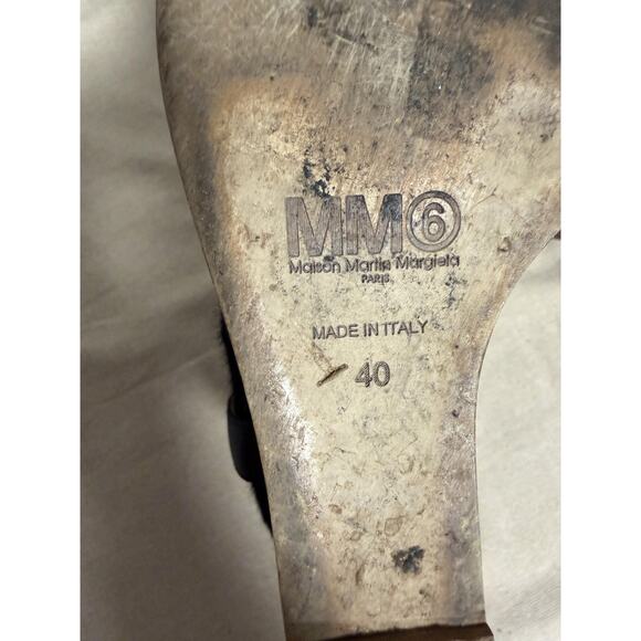 MM6 Margiela Boots Womens Size 40 Black Wedge Fur Ankle Made In Italy - Picture 11 of 13